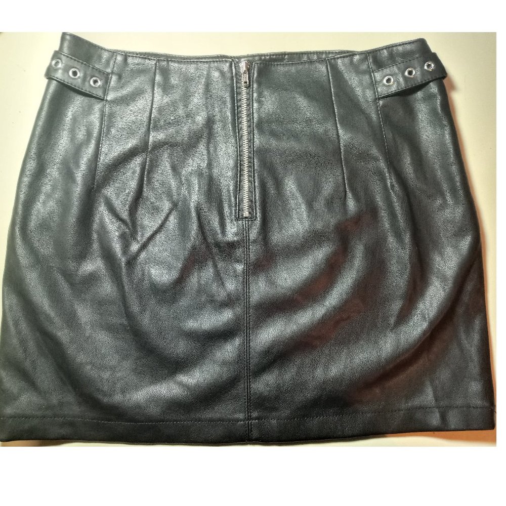 Straps Mini Skirt Pleather Goth Punk - Picture 3 of 5